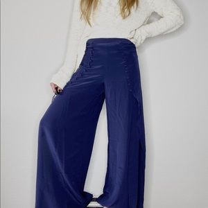 Intermix silk open leg palazzo pants blue